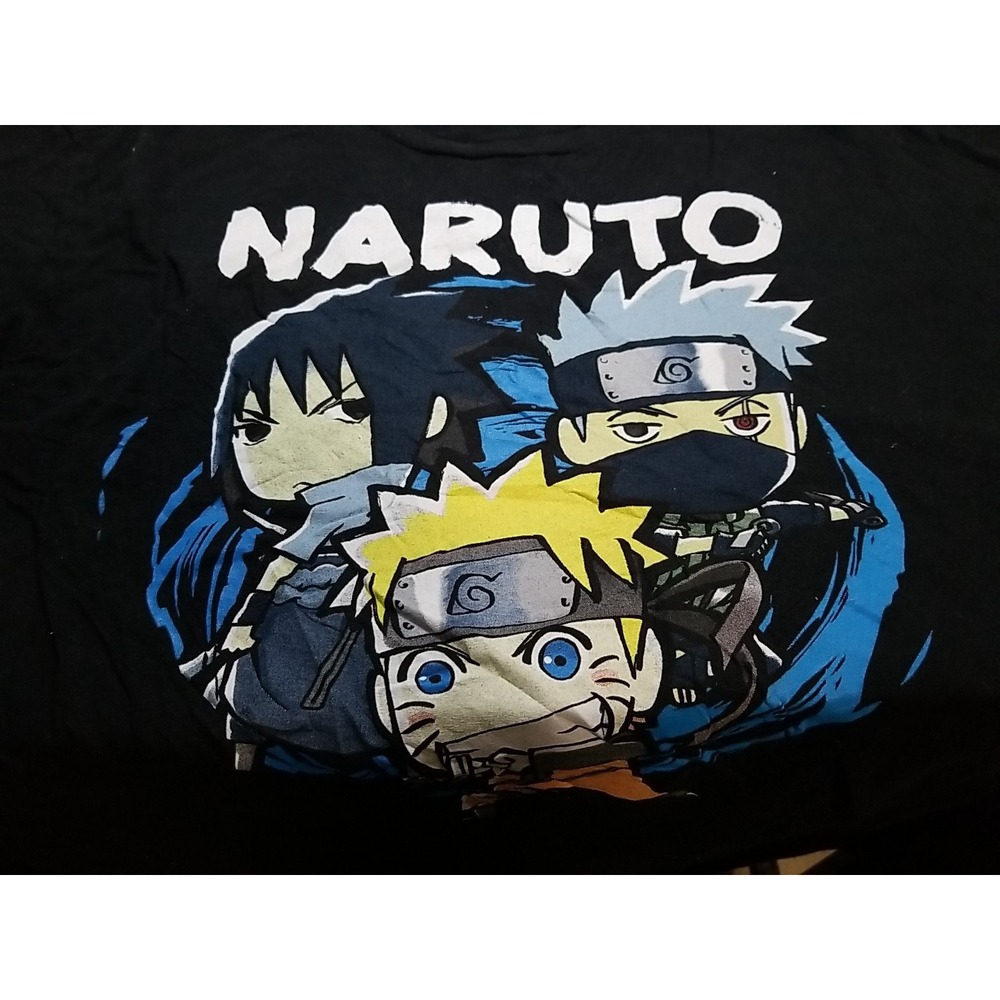 Naruto Shippuden T Shirt‎ Black Short Sleeve Large Crew Neck Shonen Jump